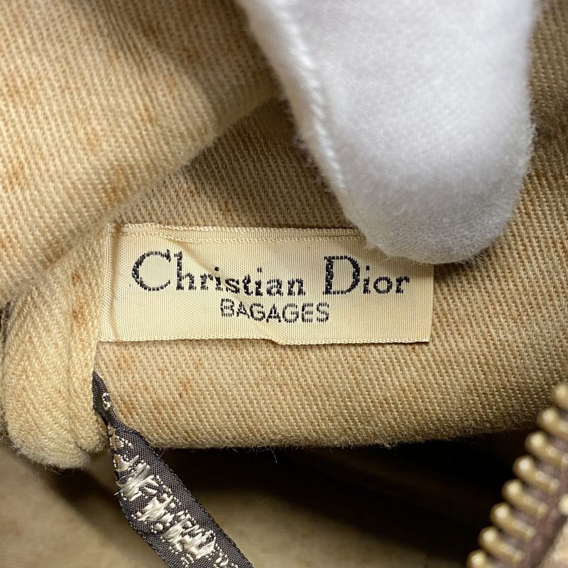 Christian Dior Boston Bag Trotter Canvas Brown Gold Hardware Men Women Unisex