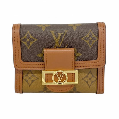 Louis Vuitton Monogram Reverse Portefeuille Dauphine Compact M68725 Brown Ladies