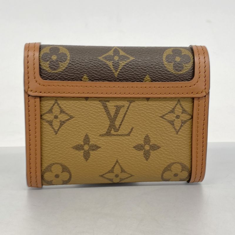 Louis Vuitton Monogram Reverse Portefeuille Dauphine Compact M68725 Brown Ladies