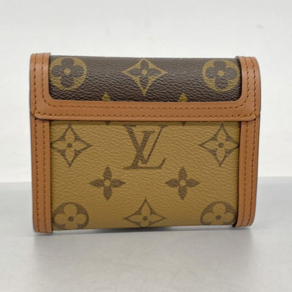 Louis Vuitton Monogram Reverse Portefeuille Dauphine Compact M68725 Brown Ladies