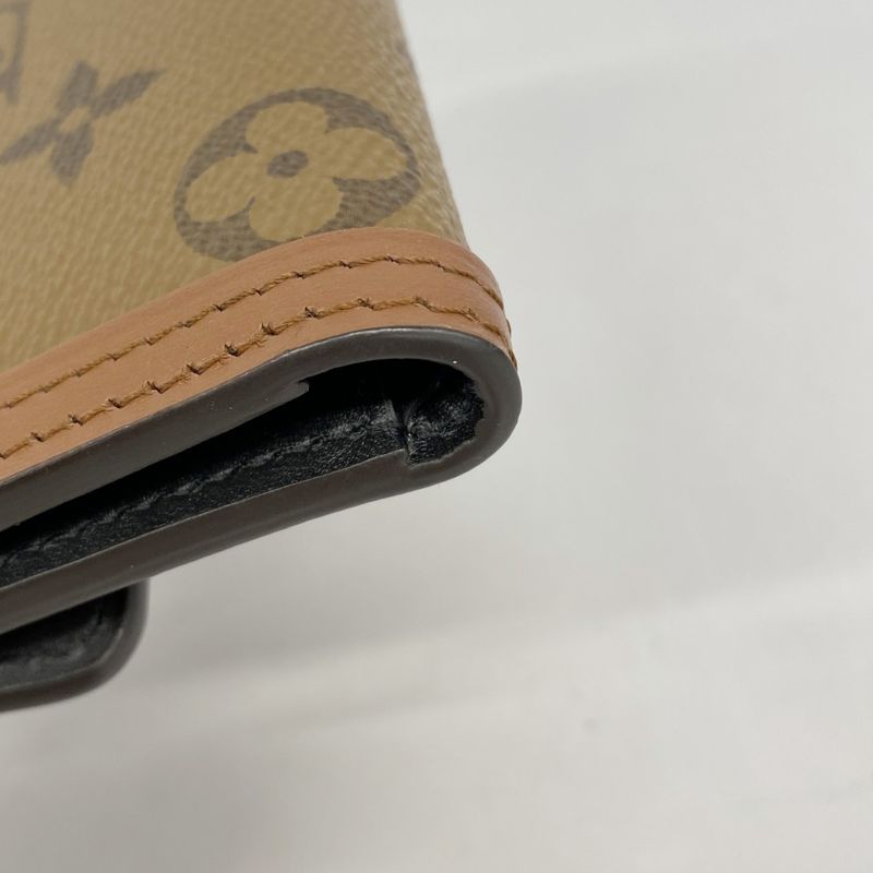 Louis Vuitton Monogram Reverse Portefeuille Dauphine Compact M68725 Brown Ladies