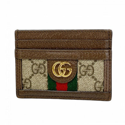 Gucci Card Case Ophidia 523159 PVC Brown Gold Hardware Men Ladies Unisex