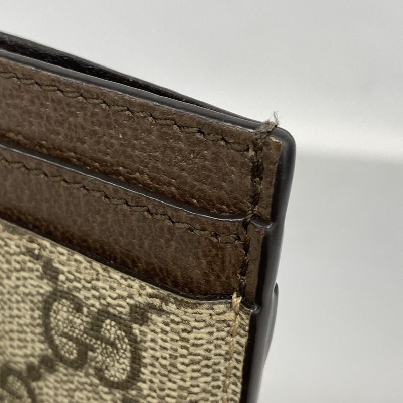 Gucci Card Case Ophidia 523159 PVC Brown Gold Hardware Men Ladies Unisex