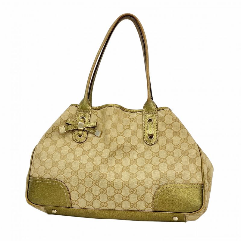 Gucci Tote Bag GG Canvas Princy 163805 Canvas Brown Gold Hardware Women's