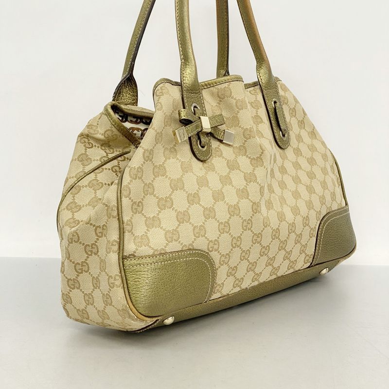 Gucci Tote Bag GG Canvas Princy 163805 Canvas Brown Gold Hardware Women's