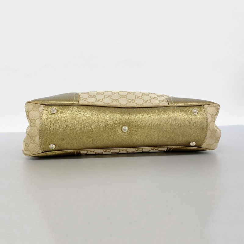 Gucci Tote Bag GG Canvas Princy 163805 Canvas Brown Gold Hardware Women's