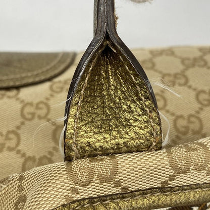 Gucci Tote Bag GG Canvas Princy 163805 Canvas Brown Gold Hardware Women's