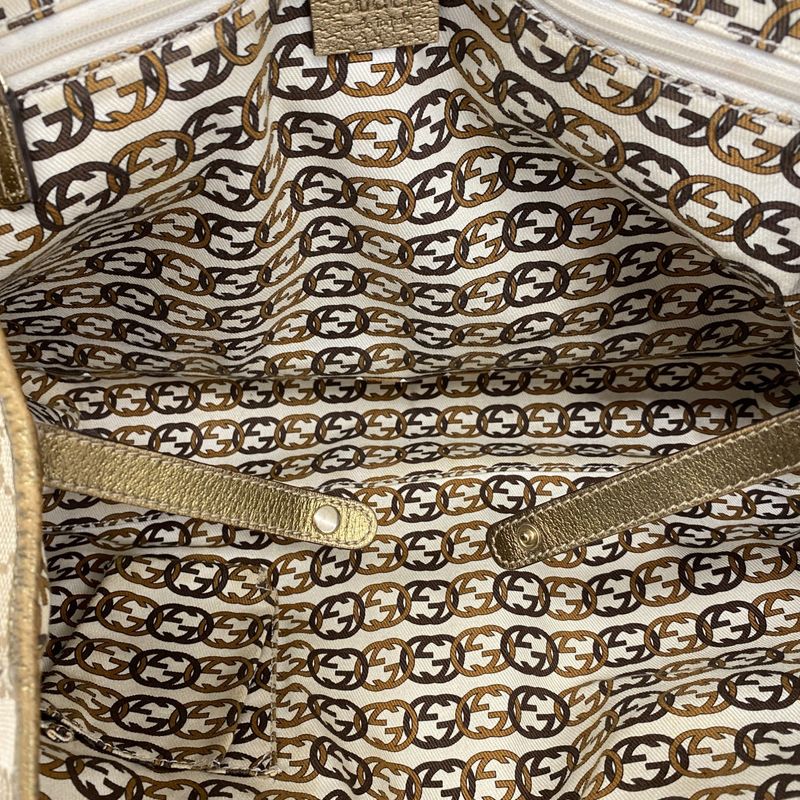 Gucci Tote Bag GG Canvas Princy 163805 Canvas Brown Gold Hardware Women's