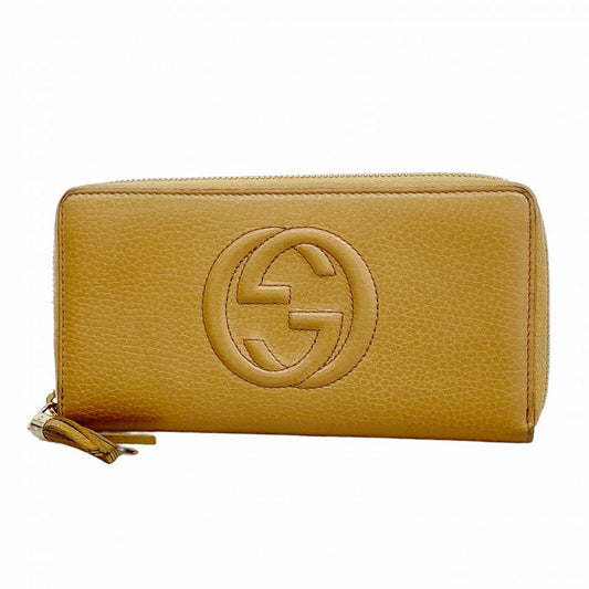 Gucci Long Wallet Soho 598187 Leather Brown Gold Hardware Women