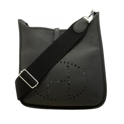 Hermes Shoulder Bag Evelyn 3PM Taurillon Clemence Black Silver Hardware W