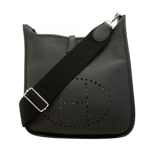 Hermes Shoulder Bag Evelyn 3PM Taurillon Clemence Black Silver Hardware W