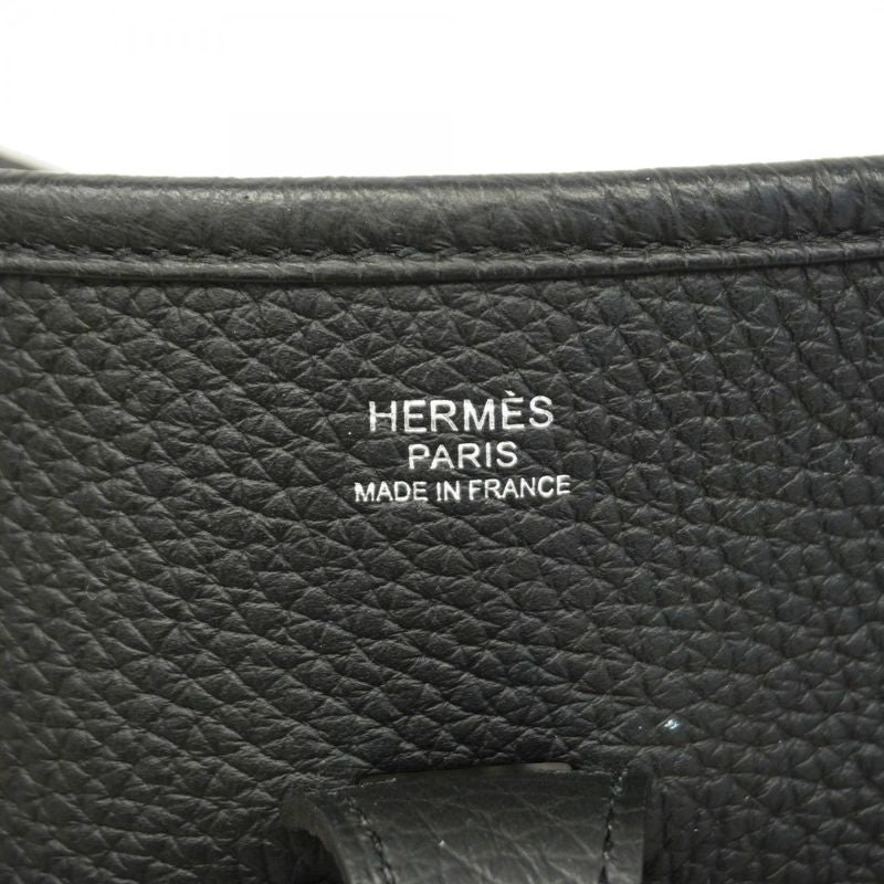 Hermes Shoulder Bag Evelyn 3PM Taurillon Clemence Black Silver Hardware W