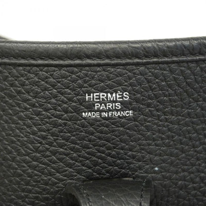 Hermes Shoulder Bag Evelyn 3PM Taurillon Clemence Black Silver Hardware W