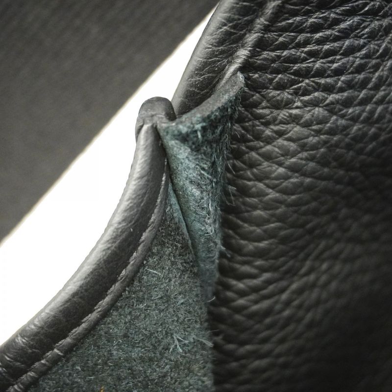 Hermes Shoulder Bag Evelyn 3PM Taurillon Clemence Black Silver Hardware W