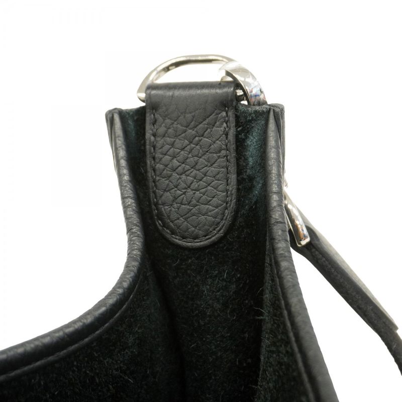 Hermes Shoulder Bag Evelyn 3PM Taurillon Clemence Black Silver Hardware W