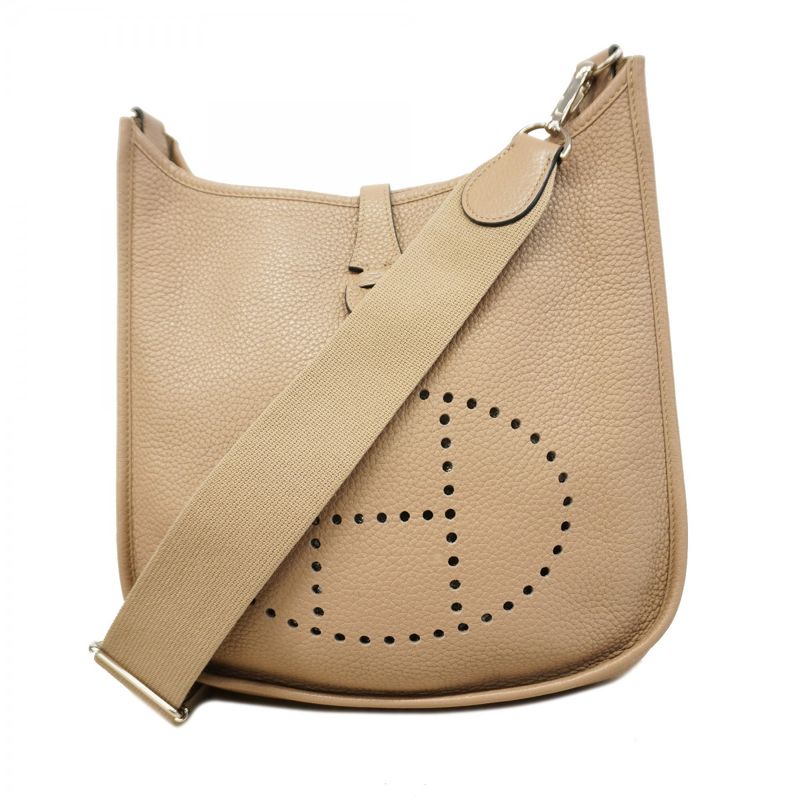 Hermes Shoulder Bag Evelyn 3PM Taurillon Clemence Tortiere Gray Silver Hardware