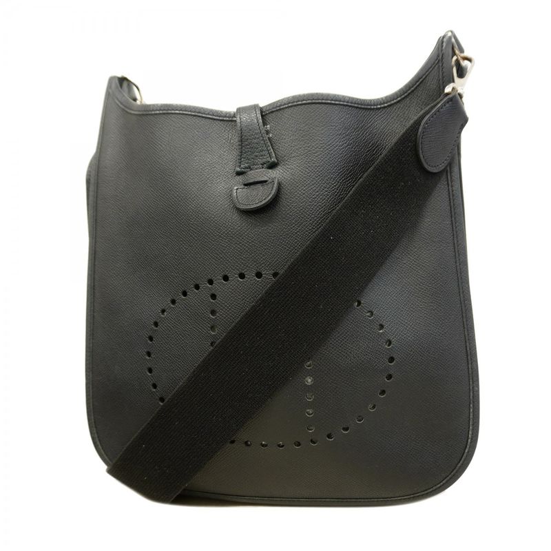 Hermes Shoulder Bag Evelyn 2PM Vaux Epson Black Silver Hardware □J Engraved