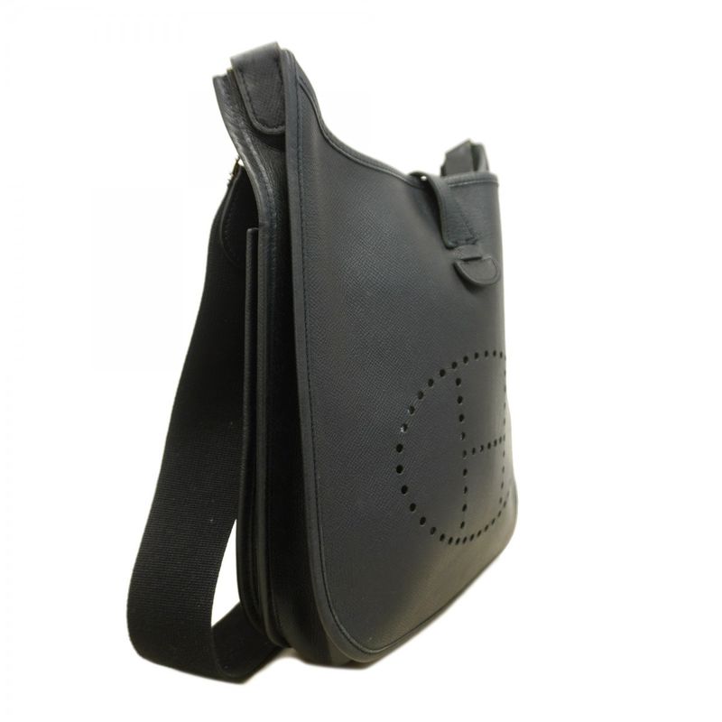 Hermes Shoulder Bag Evelyn 2PM Vaux Epson Black Silver Hardware □J Engraved