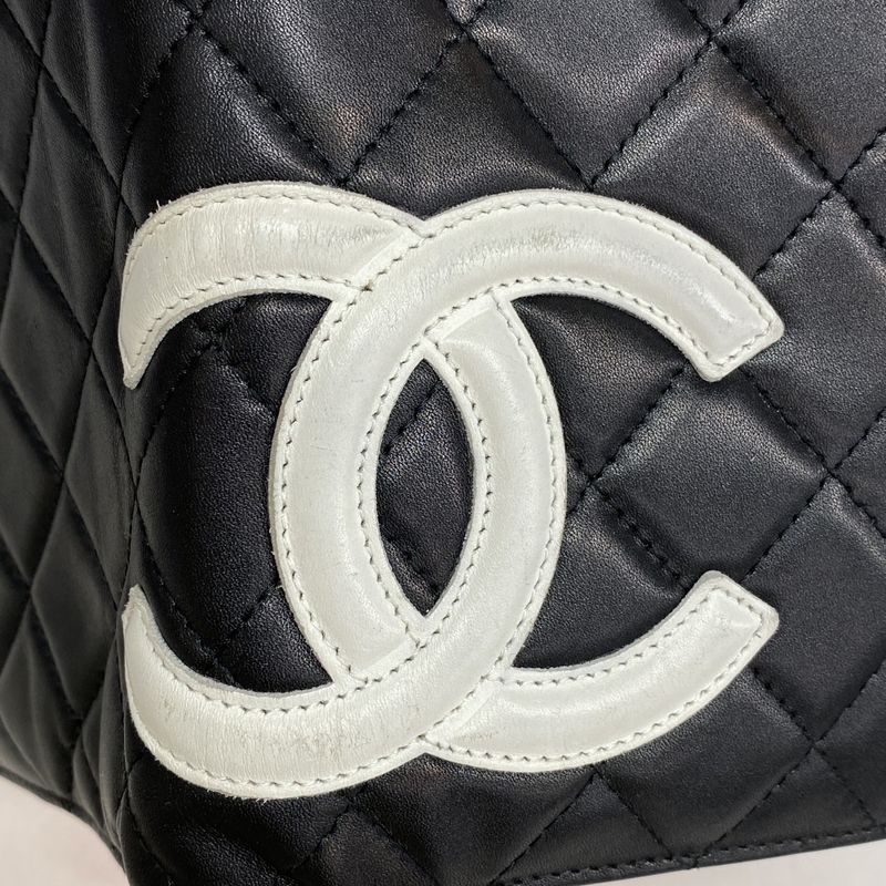 Chanel Long Wallet Cambon Lambskin Black Silver Hardware Women