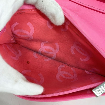 Chanel Long Wallet Cambon Lambskin Black Silver Hardware Women