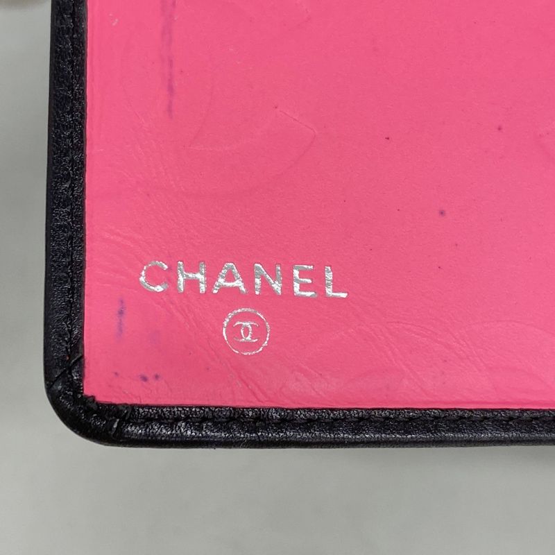 Chanel Long Wallet Cambon Lambskin Black Silver Hardware Women