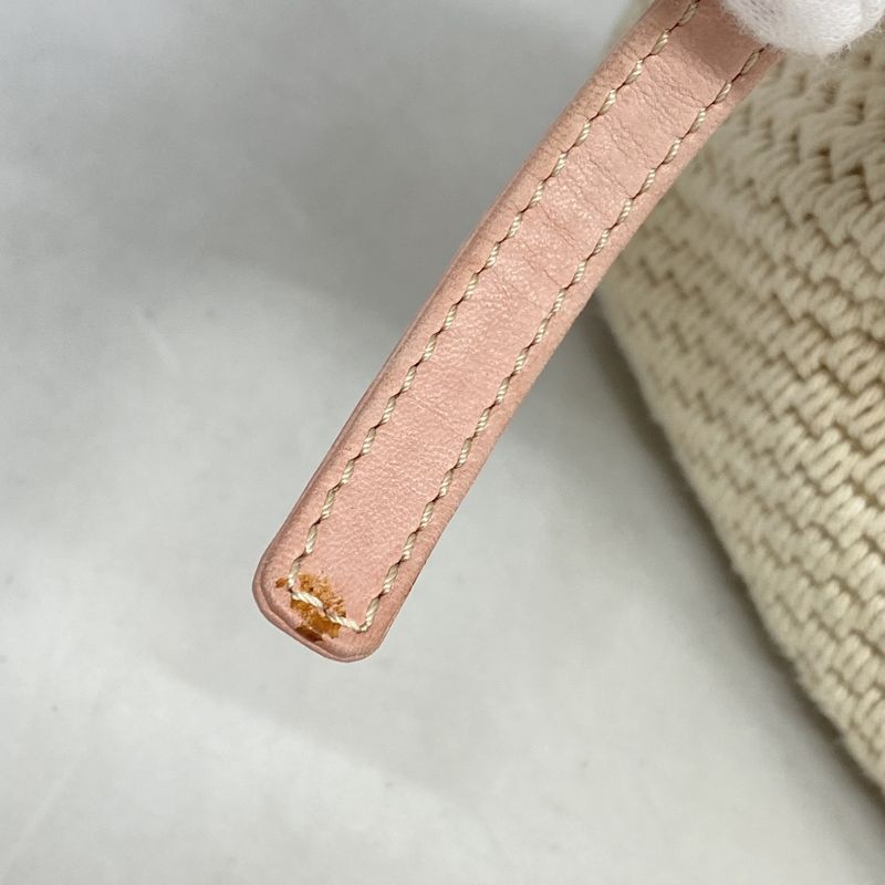 Chanel Tote Bag Canvas Leather Beige Pink Silver Hardware Women's