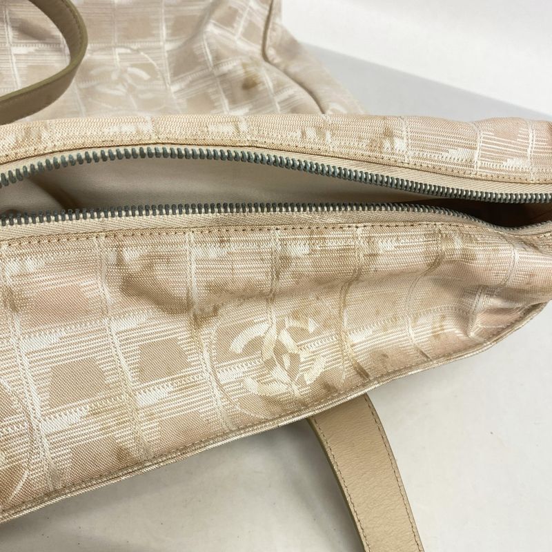 Chanel Tote New Travel Nylon Beige Silver Hardware Women's