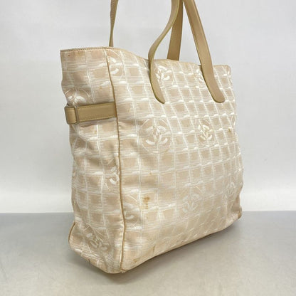 Chanel Tote New Travel Nylon Beige Silver Hardware Women's