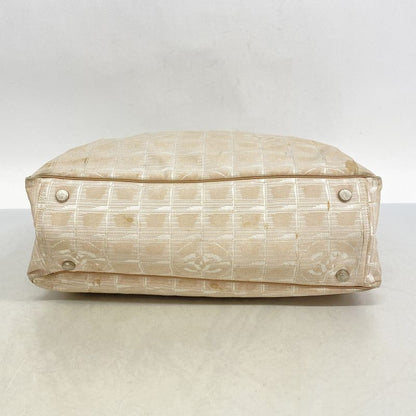 Chanel Tote New Travel Nylon Beige Silver Hardware Women's