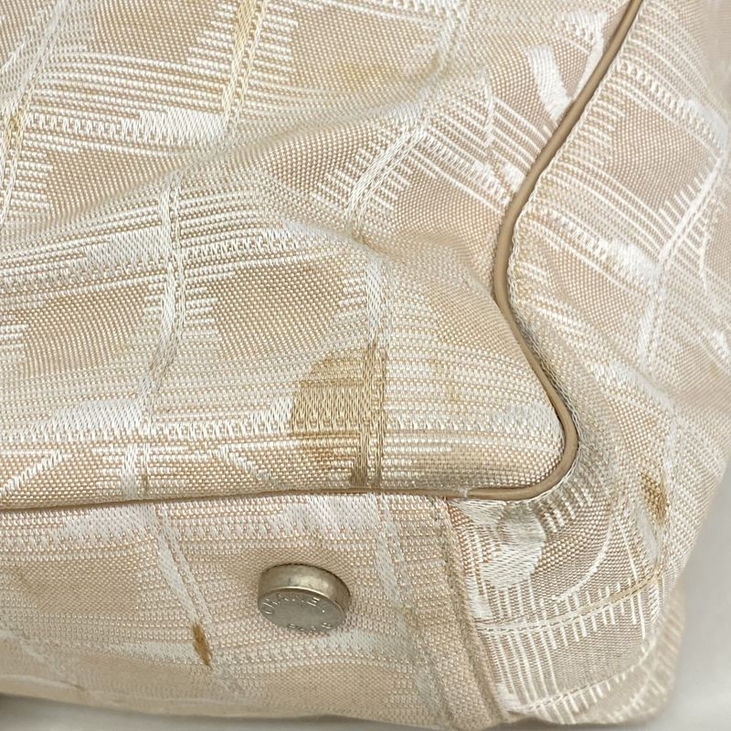 Chanel Tote New Travel Nylon Beige Silver Hardware Women's