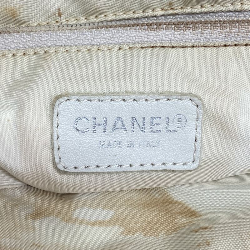 Chanel Tote New Travel Nylon Beige Silver Hardware Women's