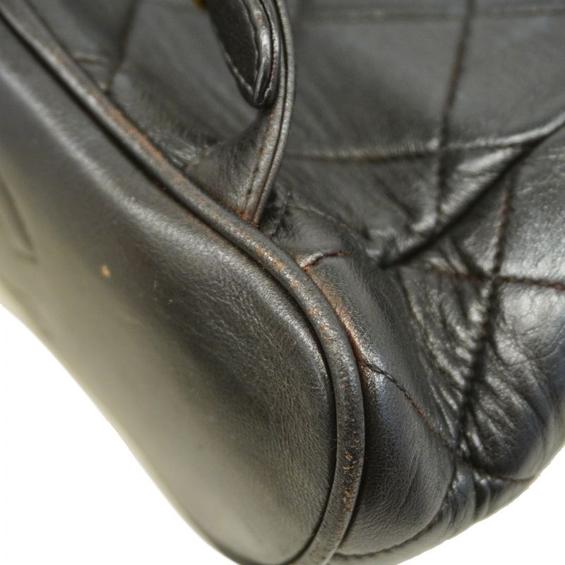 Chanel Backpack Daypack Matelasse Lambskin Black Gold Hardware Women