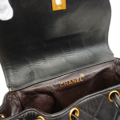 Chanel Backpack Daypack Matelasse Lambskin Black Gold Hardware Women