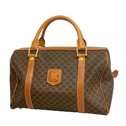 Celine Handbag Macadam PVC Brown Gold Hardware Women