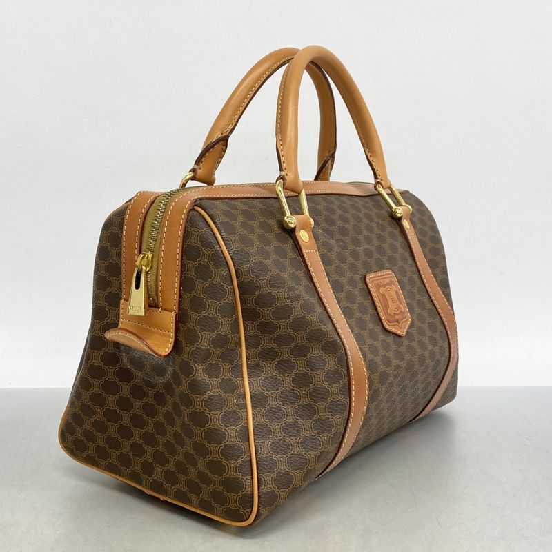 Celine Handbag Macadam PVC Brown Gold Hardware Women