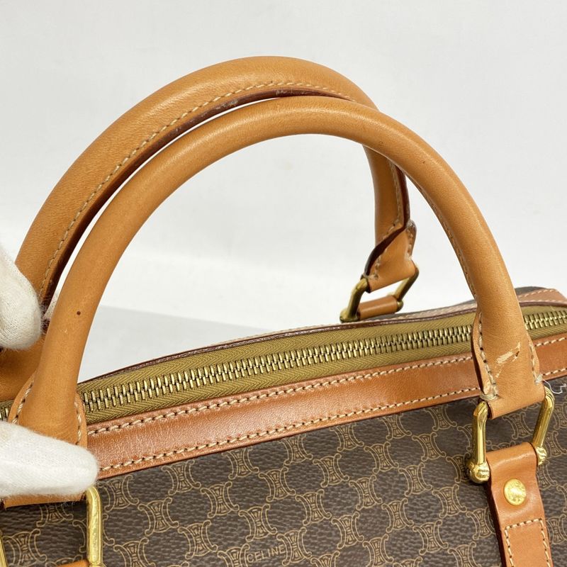Celine Handbag Macadam PVC Brown Gold Hardware Women