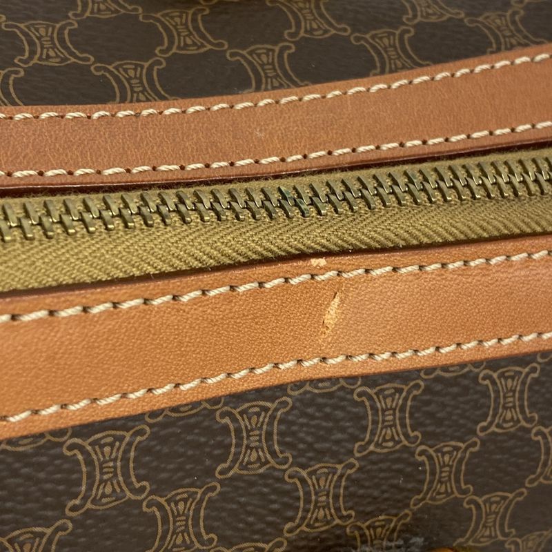 Celine Handbag Macadam PVC Brown Gold Hardware Women