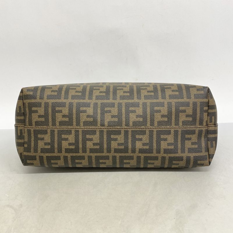 Fendi Tote Bag Zucca PVC Brown Black Gold Hardware Women's