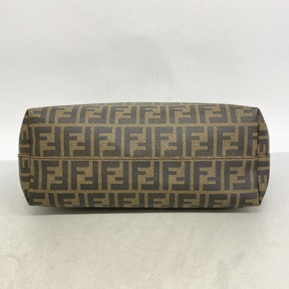 Fendi Tote Bag Zucca PVC Brown Black Gold Hardware Women's