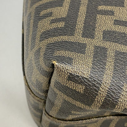 Fendi Tote Bag Zucca PVC Brown Black Gold Hardware Women's