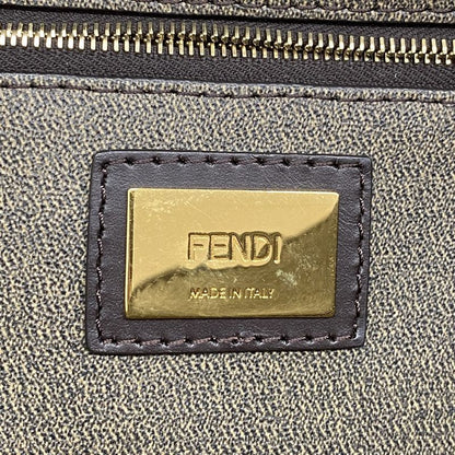 Fendi Tote Bag Zucca PVC Brown Black Gold Hardware Women's