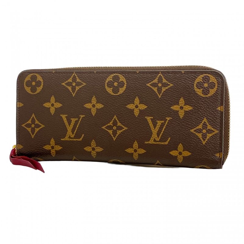 Louis Vuitton Long Wallet Monogram Portefeuille Clemence M60742 Fuchsia Ladies