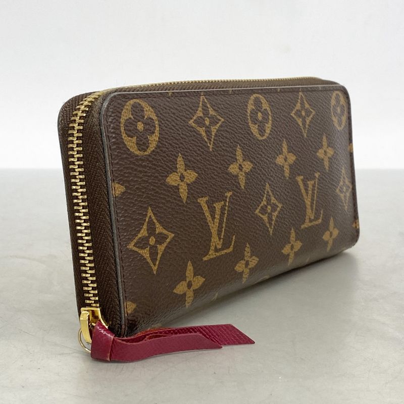 Louis Vuitton Long Wallet Monogram Portefeuille Clemence M60742 Fuchsia Ladies