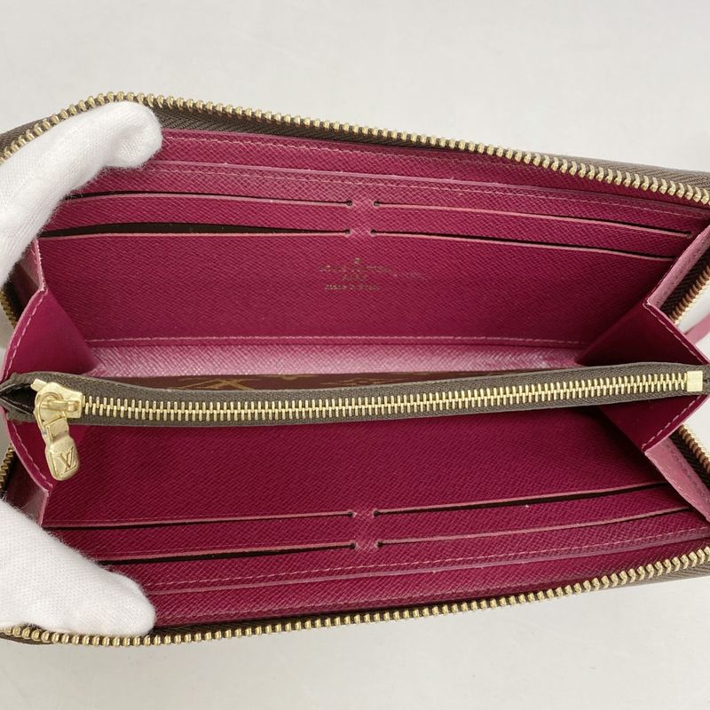Louis Vuitton Long Wallet Monogram Portefeuille Clemence M60742 Fuchsia Ladies