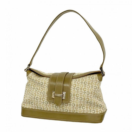 Celine Handbag C Macadam Canvas Khaki Brown Silver Hardware Women