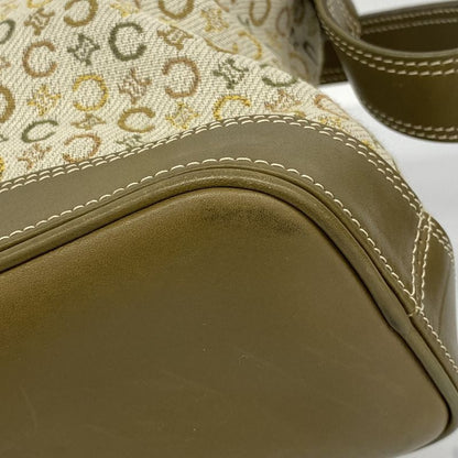 Celine Handbag C Macadam Canvas Khaki Brown Silver Hardware Women