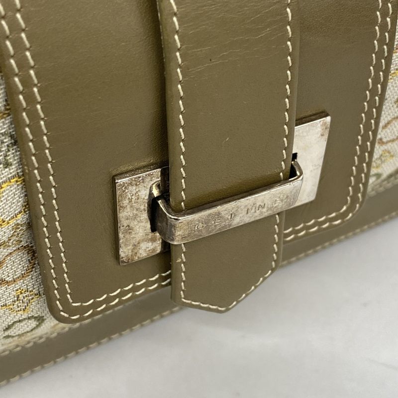 Celine Handbag C Macadam Canvas Khaki Brown Silver Hardware Women