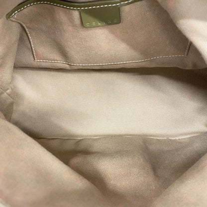 Celine Handbag C Macadam Canvas Khaki Brown Silver Hardware Women