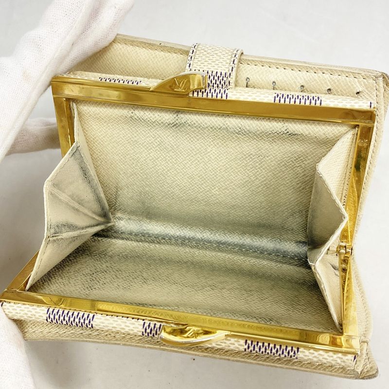 Louis Vuitton Wallet Damier Azure Portefeuille Viennois N61676 White Ladies