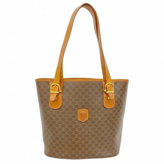 Celine Tote Bag Macadam PVC Brown Gold Hardware Women's